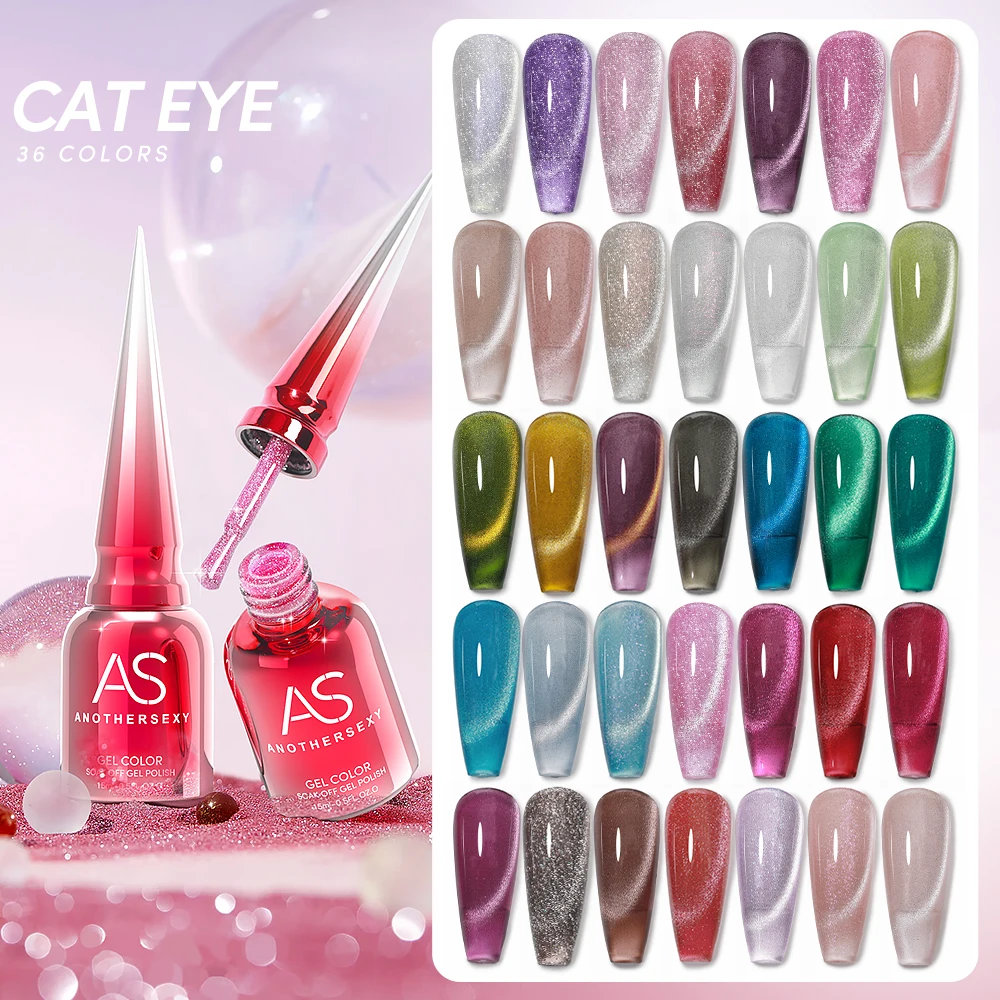 AS 15ml esmalte de uñas de Gel magnético de gato efecto de brillo de ojo de gato semipermanente 36 colores remojar de barniz de Gel UV manicura arte de uñas