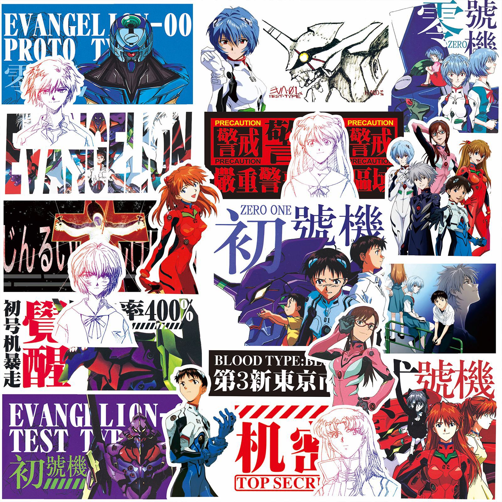 70/75/145PCS Zwart-wit Schets Neon Genesis Evangelion Stickers Klassieke Anime Decals voor Notebook Skateboard fiets Sticker