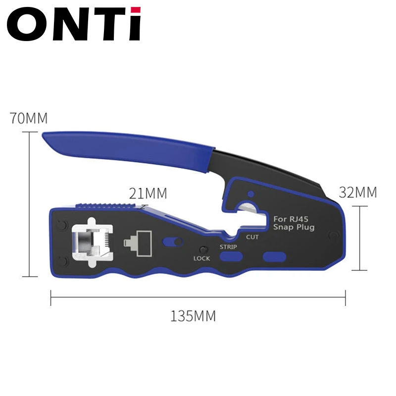 ONTi RJ45 Crimper Dụng Cụ Đi Qua Lọn Uốn Cho Lọn Uốn Cat8/7/6/5 Cat5e Cổng Kết Nối Với Lưỡi Dao Thay Thế Ethernet dao Rọc Cáp