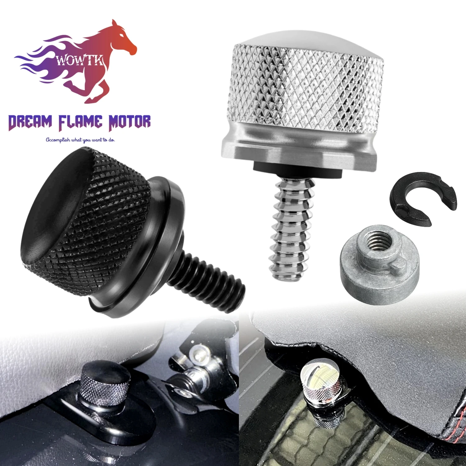 1/4 "-20 traseiro fender assento parafuso porca motocicletas kit de montagem para harley softail fl sportster 1200 rua bob electra glide dyna