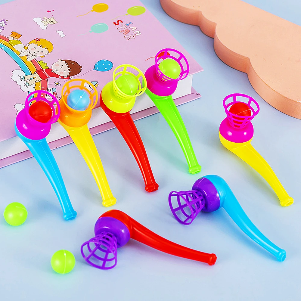 12Pcs 재미있는 마술 부는 파이프 플로팅 볼 게임 어린이 생일 파티는 기념품을 선호합니다 카니발 크리스마스 파티 상금 Piñatas 장난감