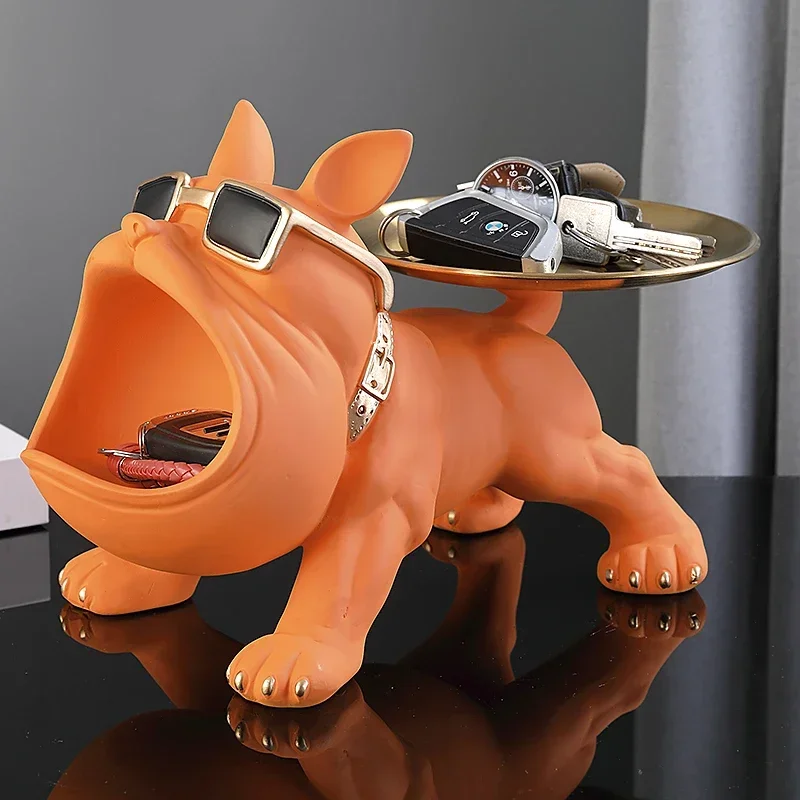 30 cm/11,8 Zoll Home Decor Bulldog Figur Hund Statue Schlüssel Aufbewahrungsbox Tier Ornament Harz Handwerk Kunst Figur Welpen Skulptur