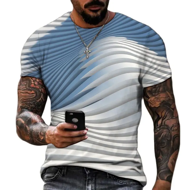 3D Tシャツ男性のファッションヒップホップ O ネック半袖トップス抽象原宿メンズ Tシャツ特大 Tシャツシャツ男服