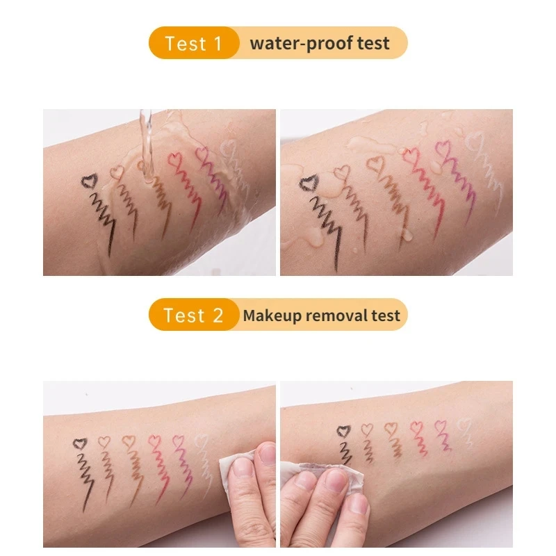 5-Farben-Eyeliner-Stift, wasserfest, langlebig, blau, schwarz, braun, leicht zu tragender Eyeliner-Stift