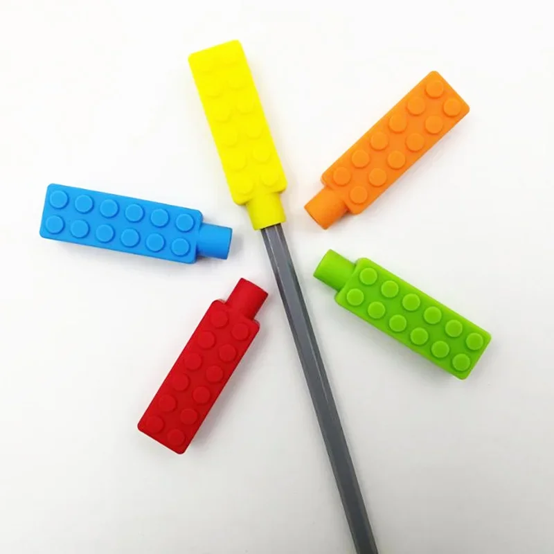 5 sztuk silikonowy ołówek Topper zabawa silikonowy gryzak dla niemowląt czapka ołówka zabawka sensoryczna dla dzieci dzieci autyzm ADHD narzędzia do żucia