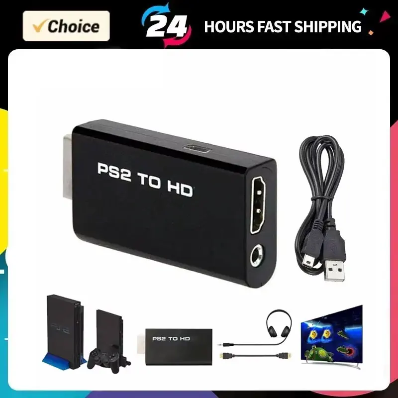 Hdmi To Ps2 Compatible Converter Adapter Audio And Video With 3.5mm Audio Cable Supports Pc All Ps2 480i 480p 576i Display Modes