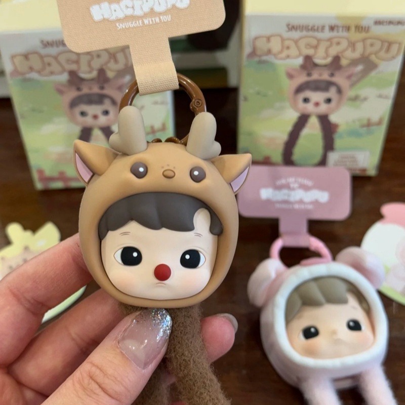 Genuíno hacipupu aconchego com você telefone cordão série caixa cega moda dos desenhos animados pingentes decoração meninas presente de aniversário