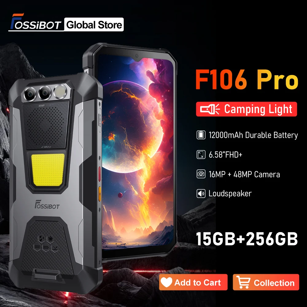 [World Premeire] FOSSiBOT F106 PRO Smartphone resistente 15GB+256GB MTK G85 Android 14 12000mAh Teléfono móvil Teléfonos móviles 6,58”FHD+30W