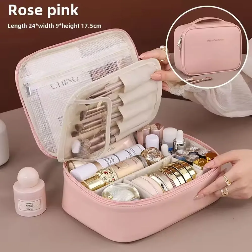Women's Cosmetic Bag Makeup Bag Double Layer Large Capacity Luxury Cosmetics Organizer Travel Essentials Women's Cosmetic Bag