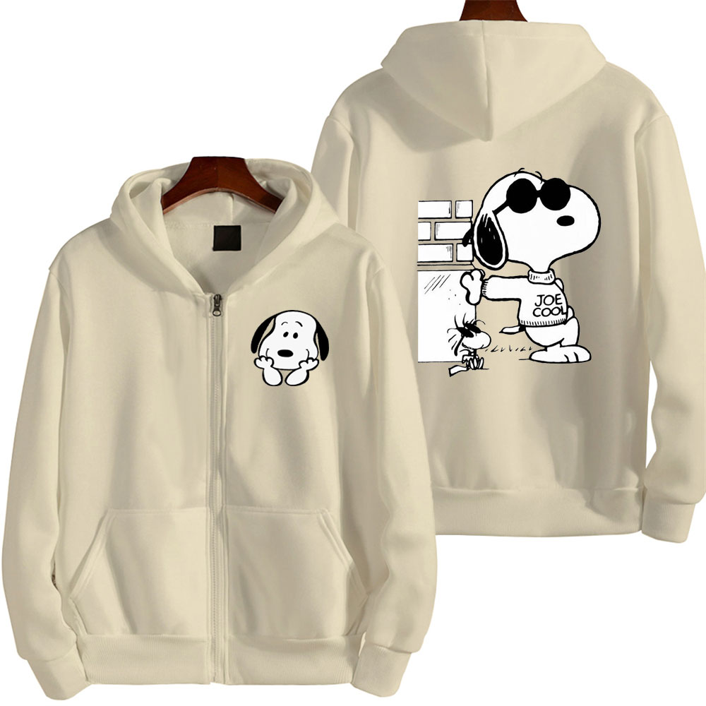 Snoopy mujeres cremallera Sudadera con capucha dibujos animados Anime primavera otoño hombres sudadera de gran tamaño 2024 nueva moda gris pareja chaquetas abrigos
