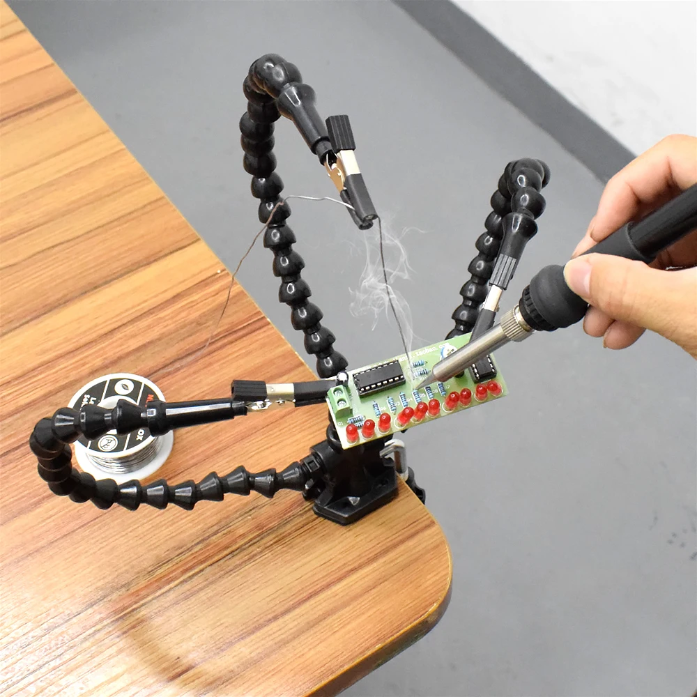 NEWACALOX Helping Hands Soldering, Third Hand PCB Circuit Board Holder Flexible Arms with Desk Clamp Base for Electronic Boards