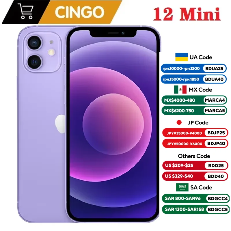 iPhone 12 mini 64GB/128GB/256GB IOS A14 5,4 '' Dual 12MP iphone 12mini Celular