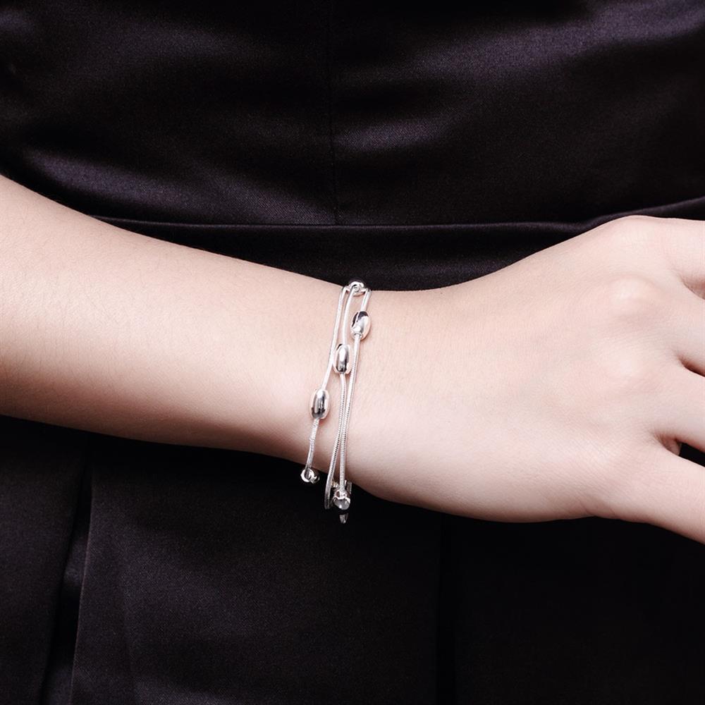 Conjunto de joyería para mujer, pulseras de cadena con cuentas ovaladas con flecos de Plata de Ley 925, collar, accesorios de moda para fiesta y boda, regalos