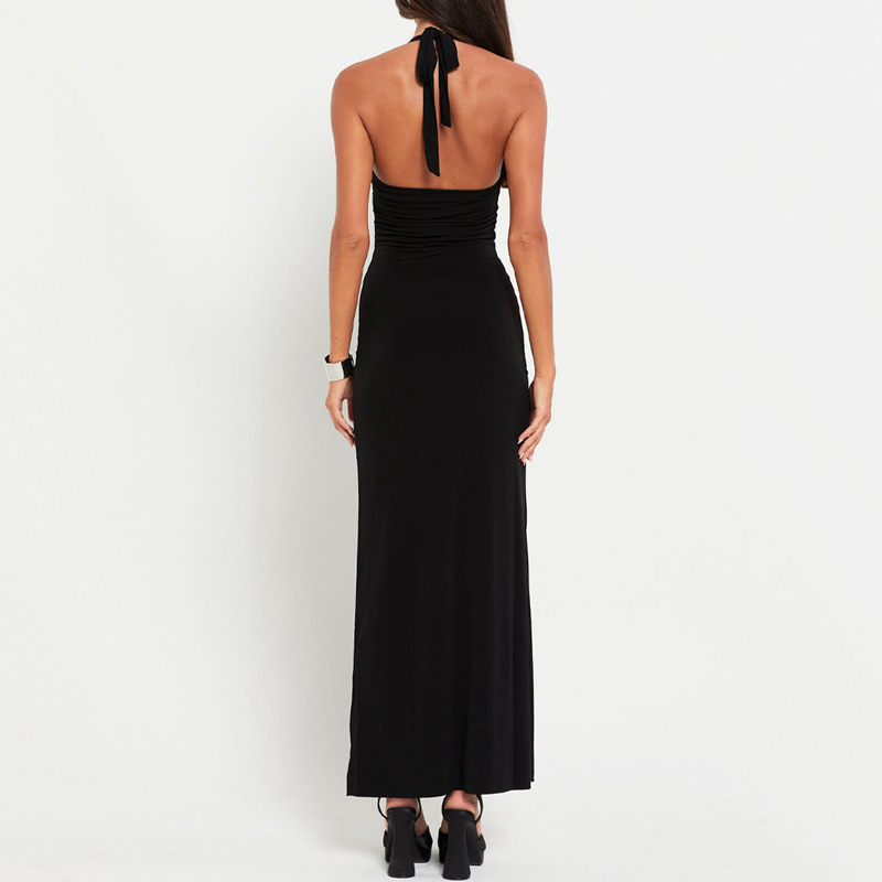 Sexy, aushöhlen, Maxikleid für Damen, 2022, Sommermode, Schleife, Neckholder, ärmellos, figurbetont, Abendparty-Kleider, Club-Outfits