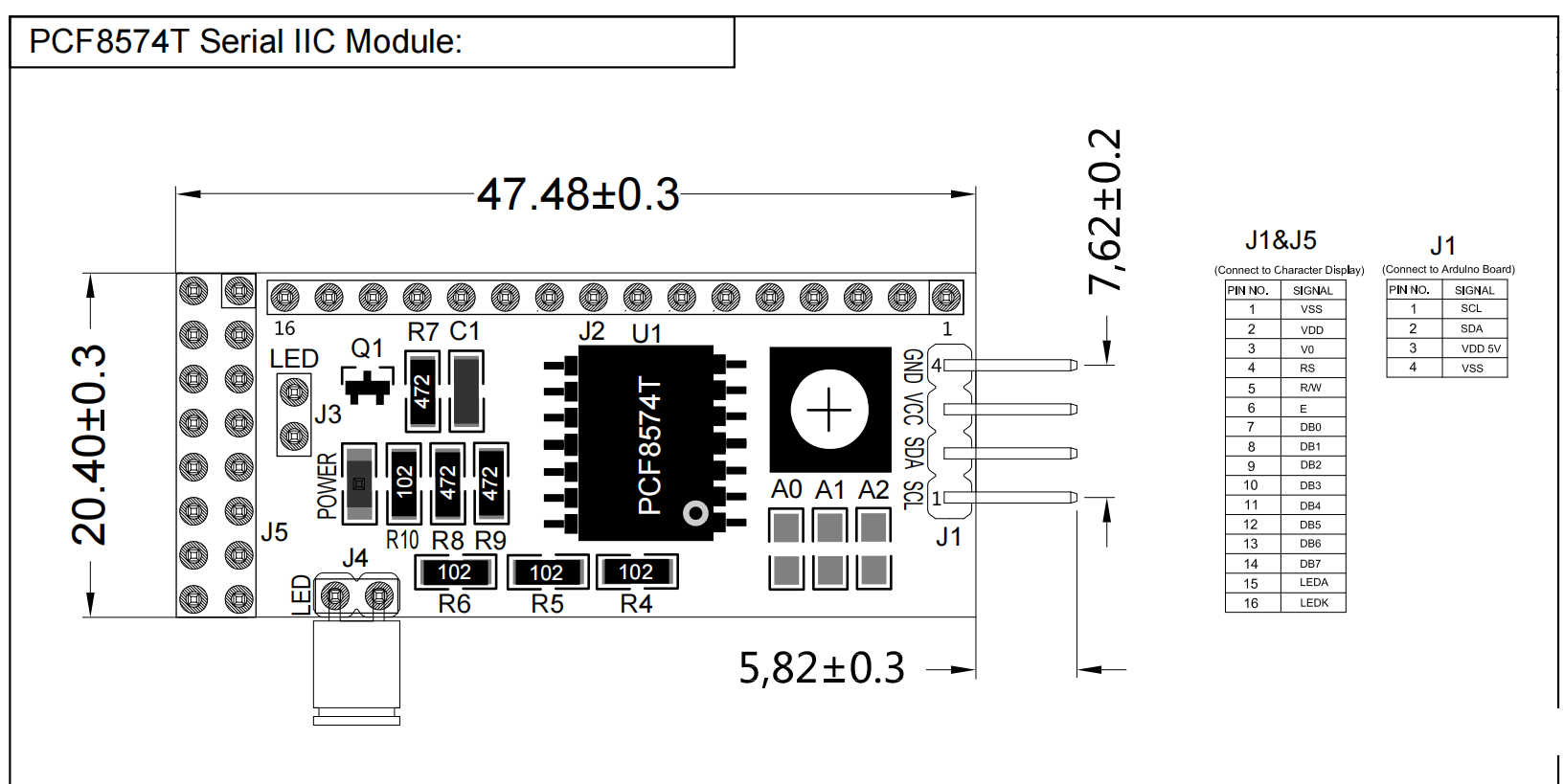 Serielles IIC / I2C / TWI Convert Board Modul für 0802 2002 4002 2402 Doppelstift-Zeichen-LCD-Modul-Display