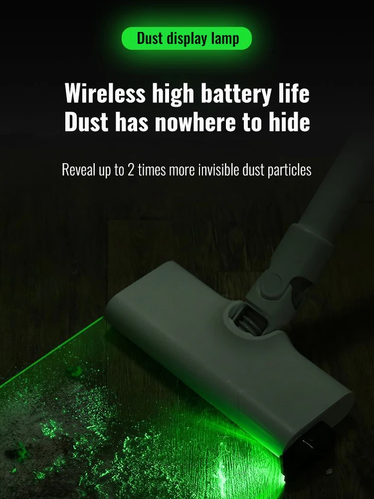 Lámpara LED con pantalla de polvo para aspiradora, luz verde, limpieza de polvo oculto, pelo de mascota, piezas de aspiradora de cabello humano para tienda de mascotas en casa