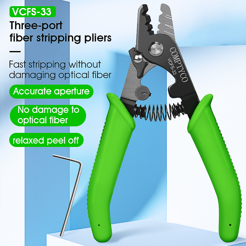 VCFS-33 Pelacables/alicates/pelacables de fibra óptica de tres puertos herramientas FTTH alicates pelacables de fibra óptica