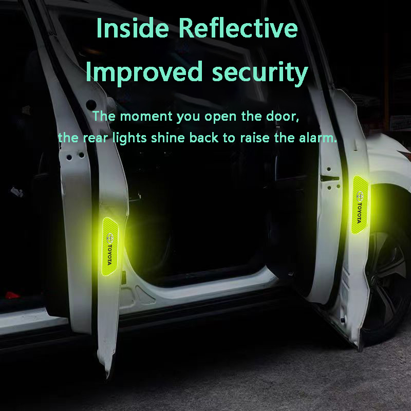 ประตูรถคําเตือนความปลอดภัยสะท้อนแสง Mark 3D สติกเกอร์จัดแต่งทรงผมสําหรับ Toyota Prius Avensis Rav4 Auris Yaris Cruiser Camry Highland