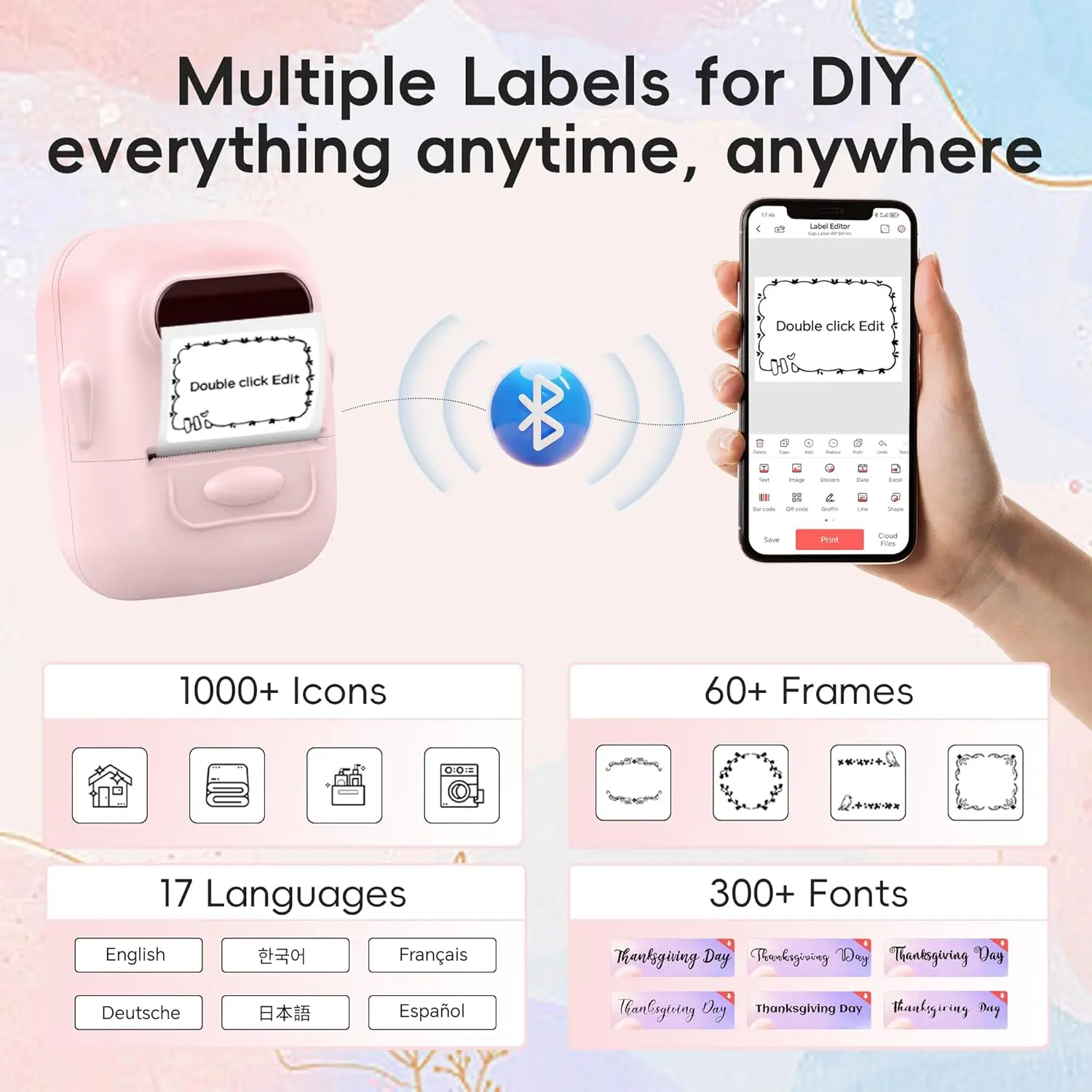 Marklife P50 zelfklevende stickerprinter Handheld Bluetooth thermische printer Label Maker Machine Inktloos voor IOS Android-telefoon