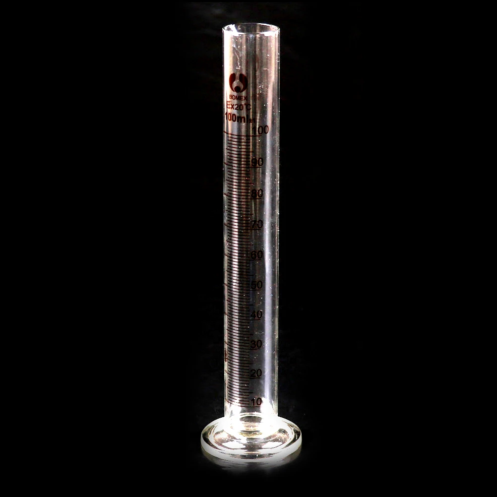 Cilindro graduato graduato in vetro spesso da laboratorio professionale da 1 pezzo 100 ML Misura con beccuccio da laboratorio chimico con scala metrica singola