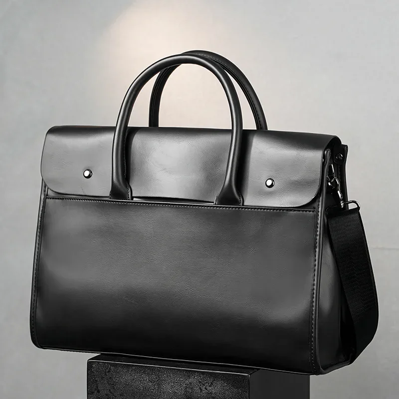Große Kapazität männer Aktentasche Vintage PU Leder Handtaschen Männer Laptop Handtasche Mit Schulter Gurt Schulranzen Männlichen Umhängetaschen