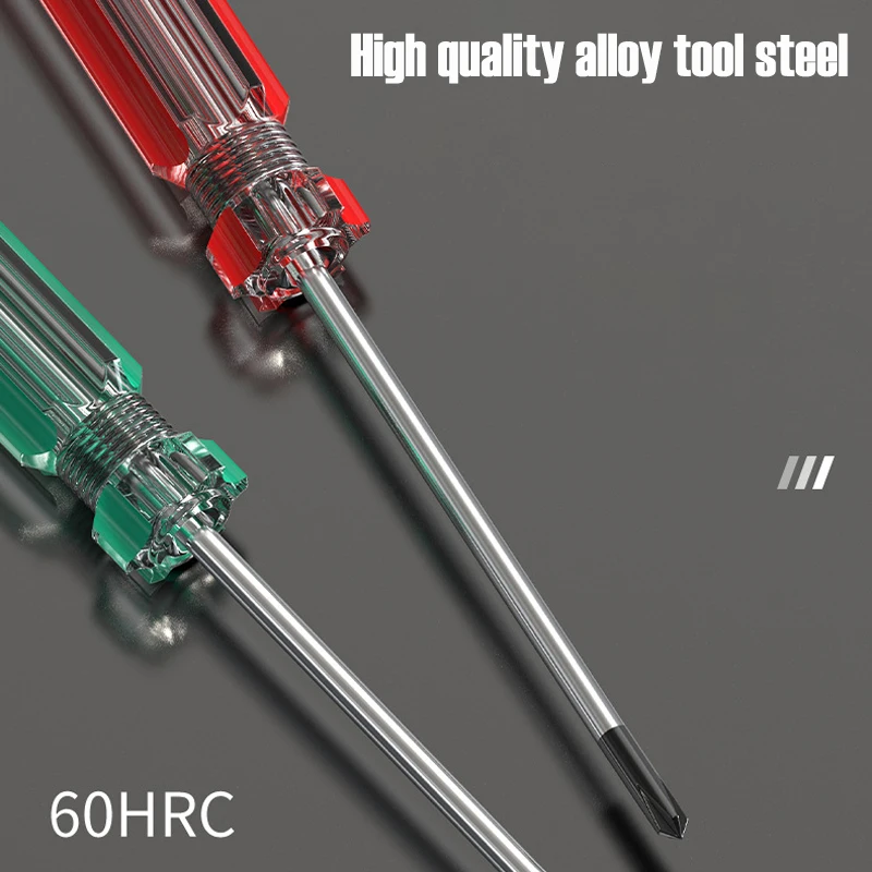 3*75mm Screwdriver Slotted Phillips Magnetic Tip Nut Driver Crystal Clear Handle Cross Flat Screw Key Precision Hand Tools 1 PCS
