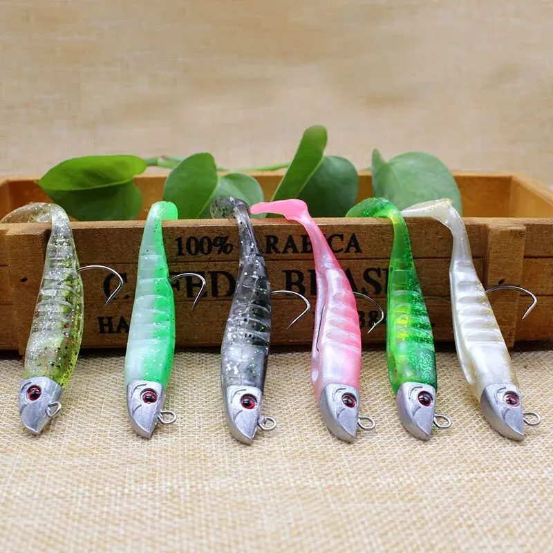 Burle T Cauda Soft Lure, Cabeça de gabarito, Isca de pesca com gancho farpado, 10cm, 15.5g, 13cm, 26g