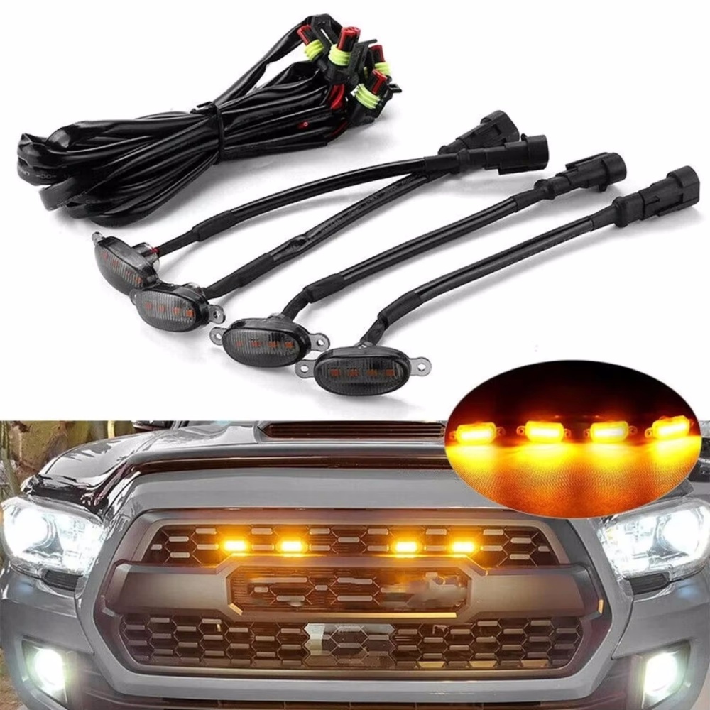 Universele Auto Front LED Grille Licht Gerookt Amber Wit 12LED Grill Licht Eagle Eye Lamp Voor Off Road Kofferbak SUV Ford Toyota 12V