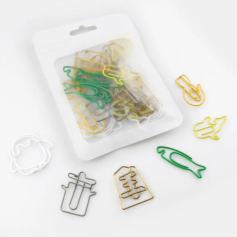30Pcs/bag Creative Office Supplies Decorative Bookmarks Memo Bookmark Marking Clips Paperclip Bookmarks Random