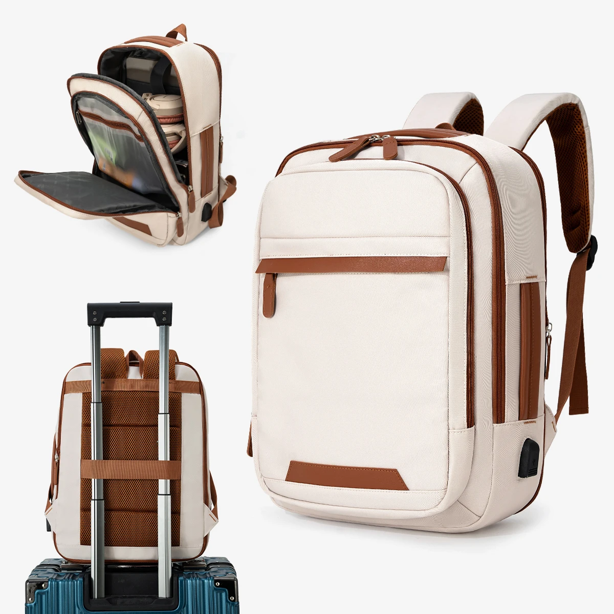 Mochila recargable por USB de alta calidad, bolso impermeable para hombre, mochila grande para ordenador portátil, mochila escolar Unisex, mochila juvenil