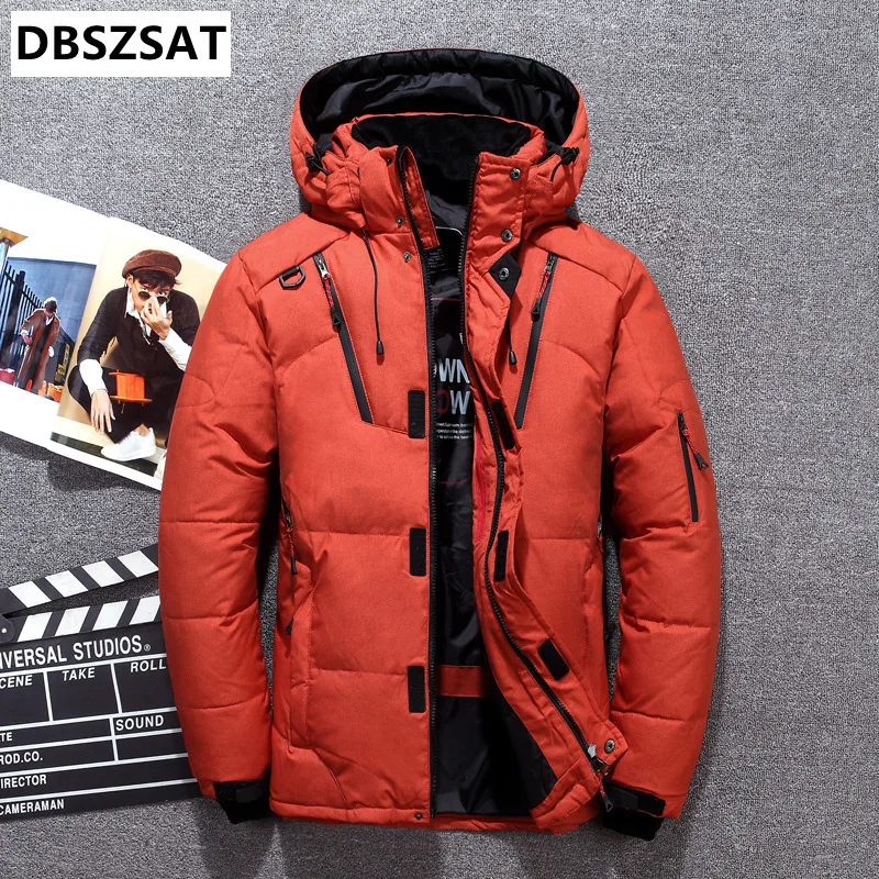 -20 Degree Winter Down Coat Men White Duck Down Parkas Jacket Mens Thick Warm Snow Parka Jacket Overcoat Windbreaker Warm Parkas