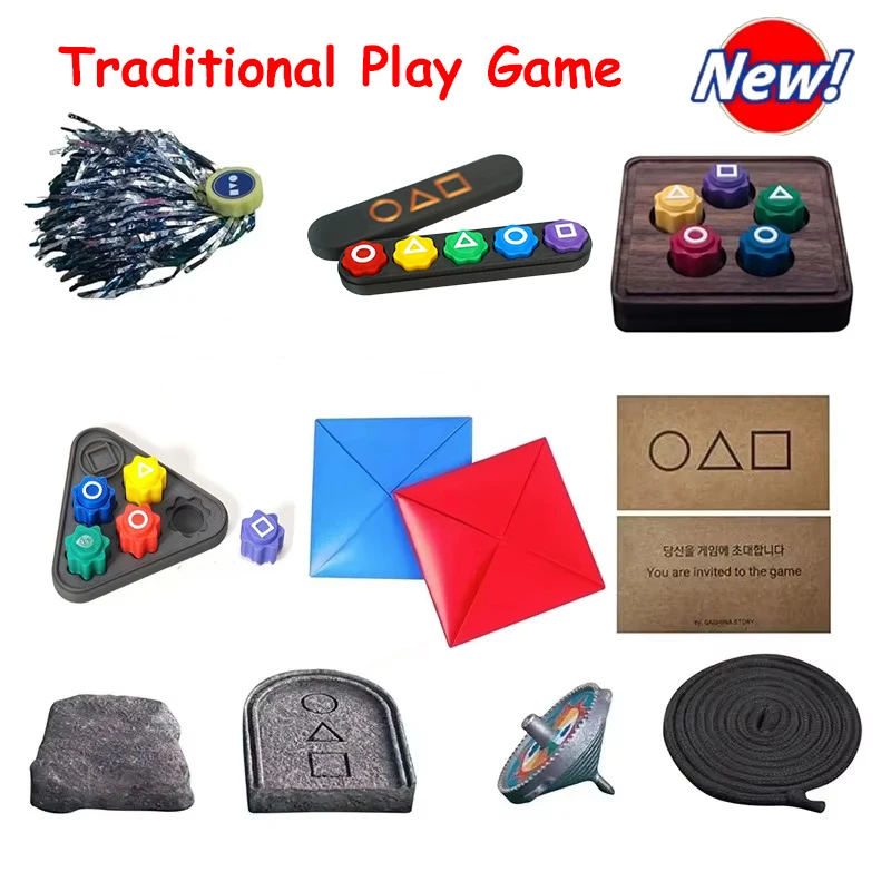 Korean Folk Game Sets Dice Party Game Props Square Circle Triangle Family Stone Catching Game Props Gonggi Jack Set For Kid