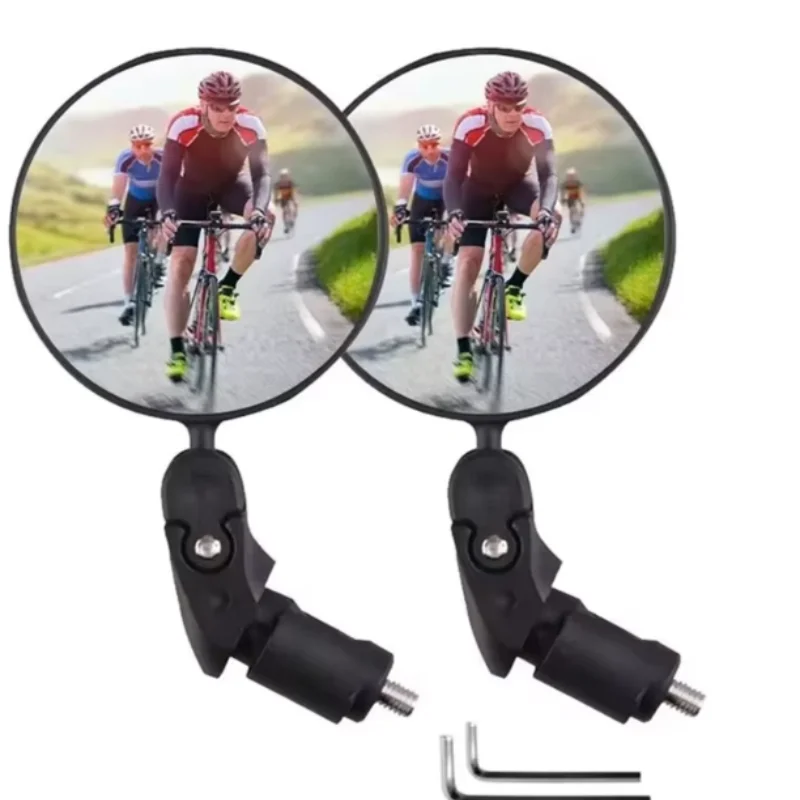 Rétroviseur convexe de vélo 2 pièces/ensemble, support de barre de chute de guidon, lentille acrylique, réflecteur de vue arrière léger
