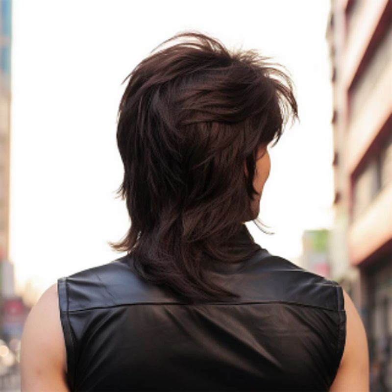 HAIRJOY สังเคราะห์ผม Mullet วิกผมผู้ใหญ่วิกผมตลกสําหรับชาย Pop Rock วิกผม Joe Dirt วิกผมสําหรับ 70s 80s วิกผมสังเคราะห์สีน้ําตาลวิกผม