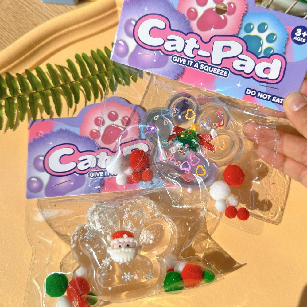 Mainan Remas Kaki Kucing Natal Adonan Mainan Cakar Kucing Kartun Silikon Rebound Lambat Mainan Cubit Kaki Kucing 3D Warna-warni