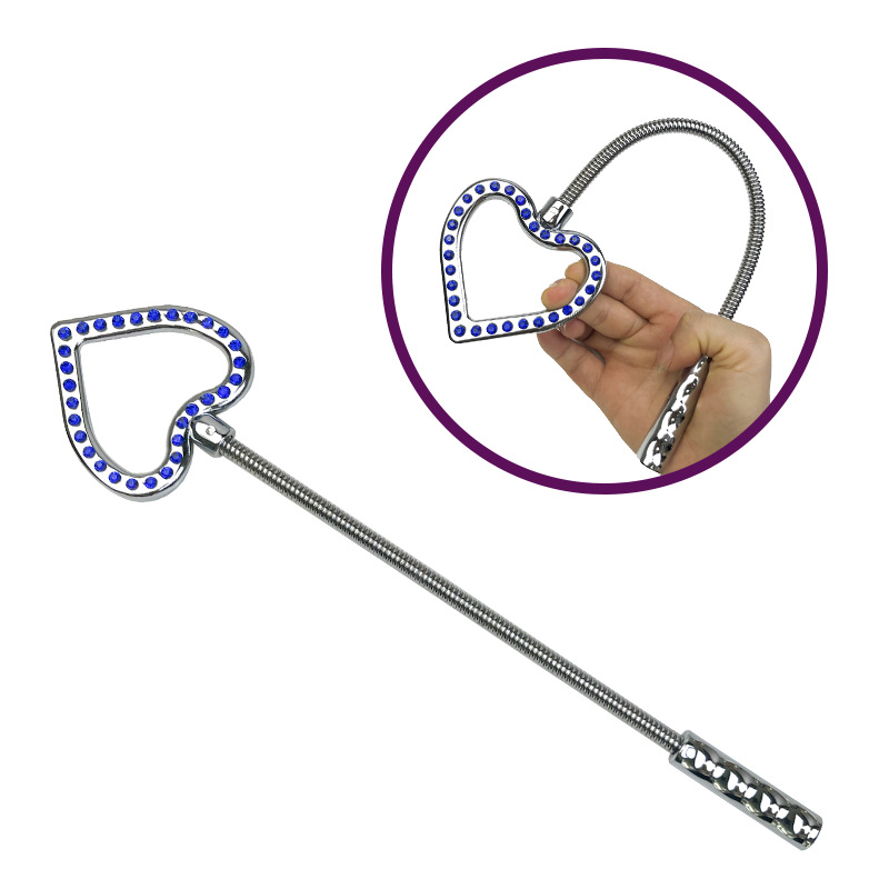 Fouet de cheval en acier inoxydable de 34CM, pagaie, fouet de cheval en acier inoxydable en forme de cœur, pagaie de fessée pliable