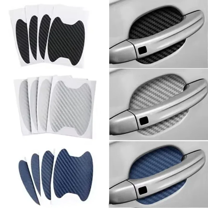 4 stks/set Auto Styling Mouldings Sticker Autodeur Sticker Koolstofvezel Krassen Slip Cover Auto Handvat Bescherming Film Onderdelen