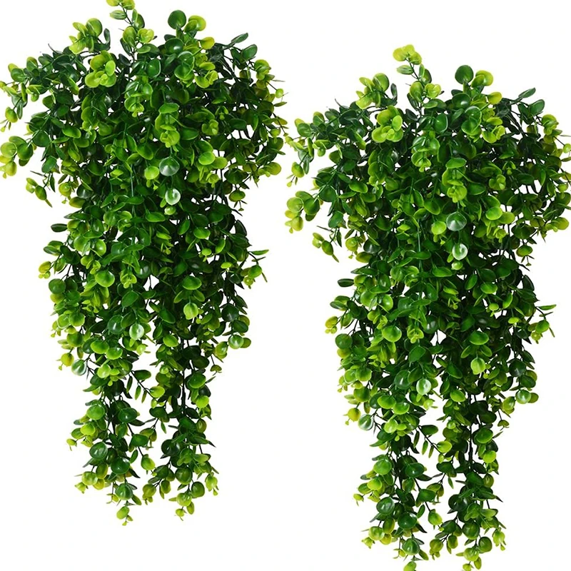 Piante artificiali sospese Foglia di eucalipto finto Vite verde Piante di plastica resistenti ai raggi UV per esterni per la decorazione domestica di nozze fai da te
