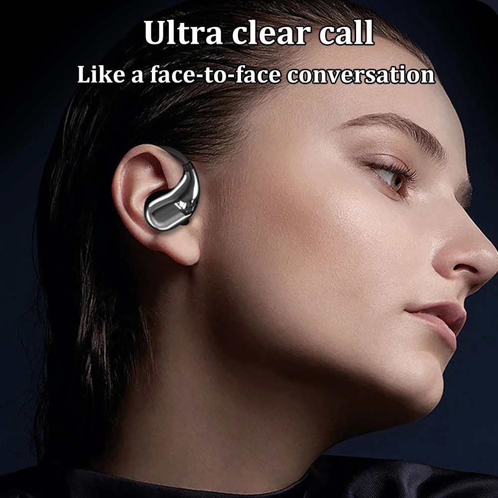 Cuffie con gancio per l'orecchio Bluetooth 5.4 Auricolari wireless TWS Cuffie stereo HiFi impermeabili Display a LED Auricolari touch in standby lungo