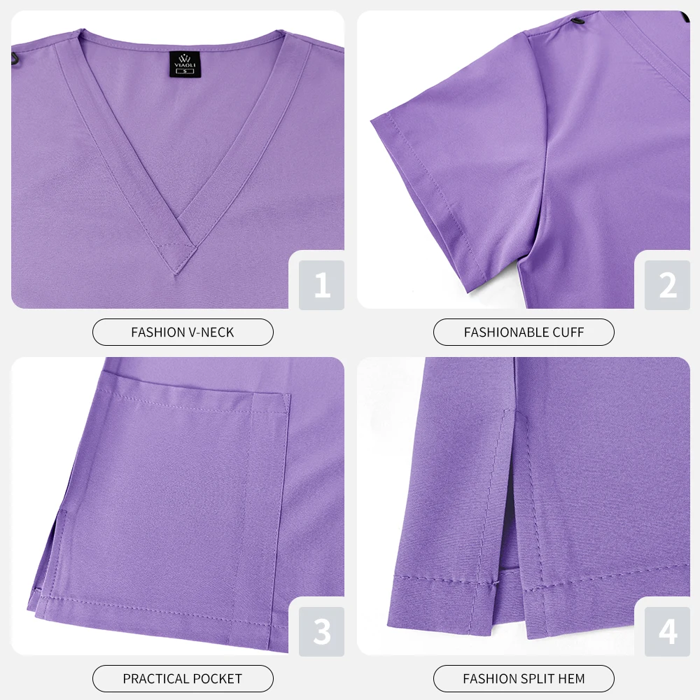 Uniformes de trabalho com decote em v, cor sólida, homens e mulheres, escova de mãos, roupas para tosa de animais de estimação, médico hospitalar, enfermeira, lavagem das mãos, uniformes de trabalho