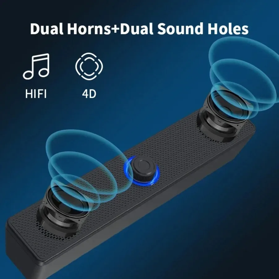 Wireless Bluetooth and PC Soundbar Wired Speaker USB Powered Soundbar for TV Pc Laptop Gaming Home Theater Surround Audio System