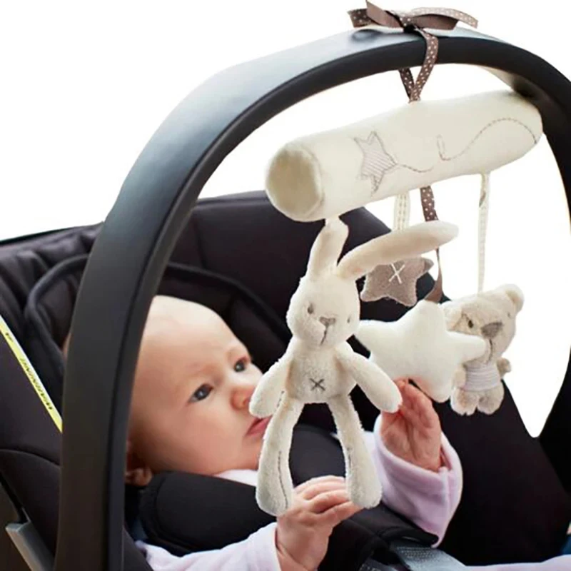 Baby Rattles Plush Toys Soft Rabbit Rattles Stroller Crib Hanging Toy Newborn Pendant Bell Appease Doll Accessories
