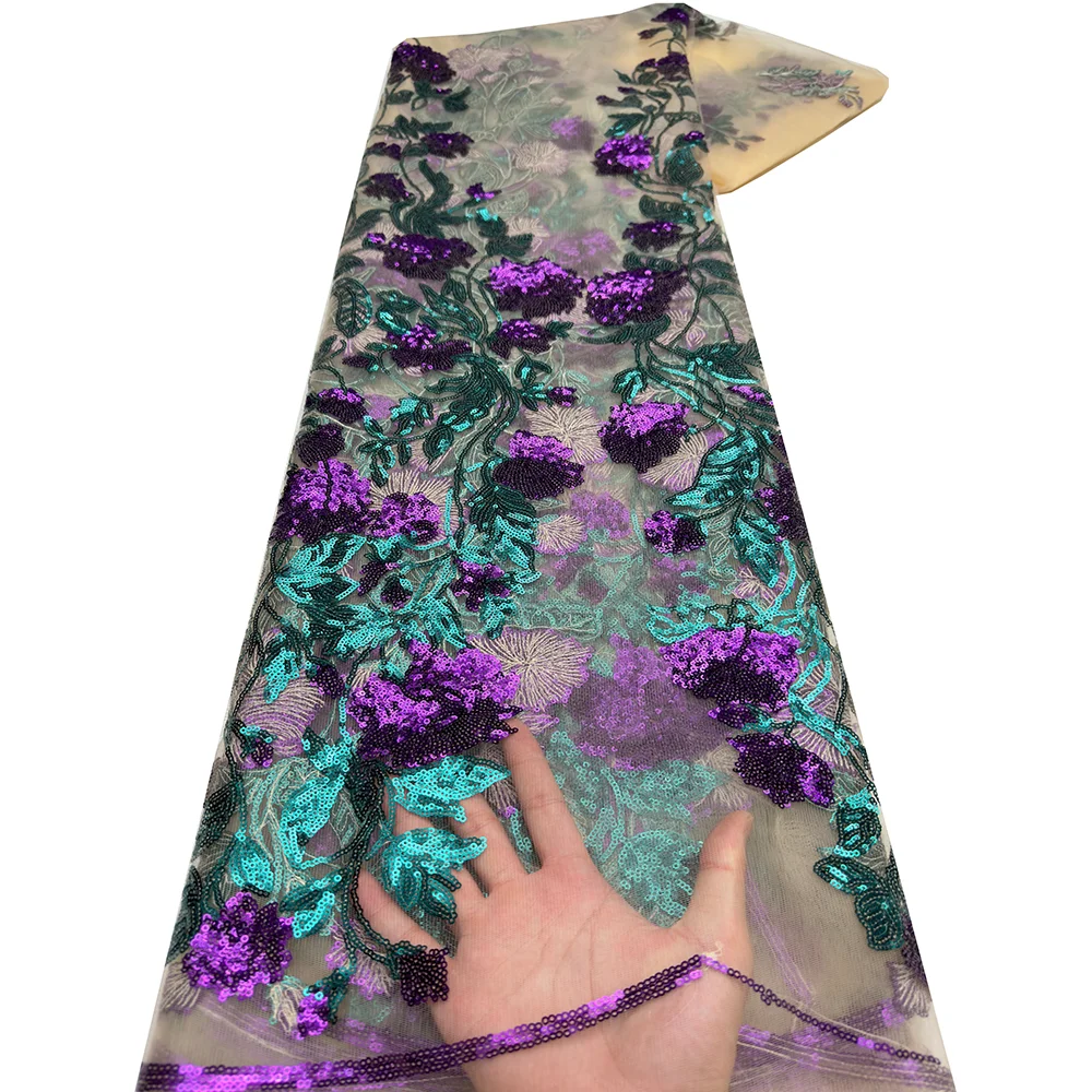 Tecido de renda africano com lantejoulas 2025, malha francesa de alta qualidade, renda de tule, 5 jardas, tecido de renda nigeriano para vestido de casamento feminino