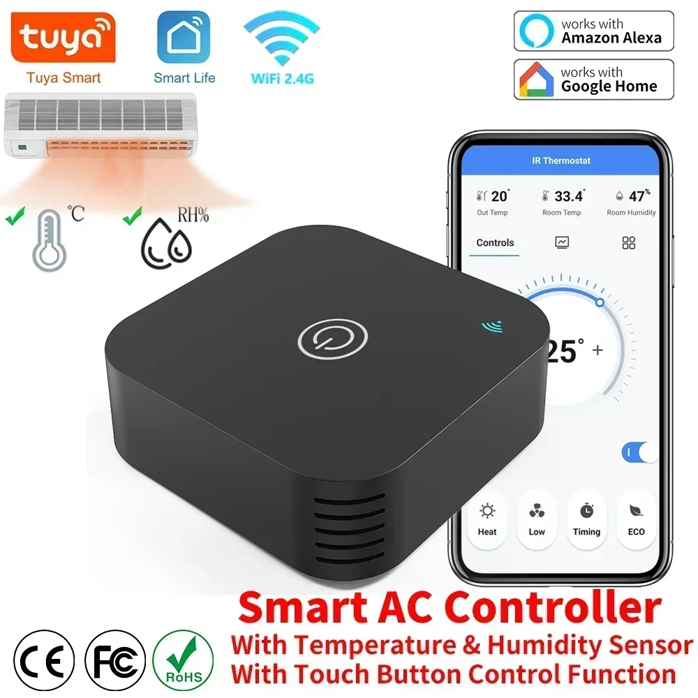 Tuya Smart IR Remote AC Air Conditiong Thremostat Встроенный датчик температуры и влажности для работы с Alexa Google Tuya Smart Ir