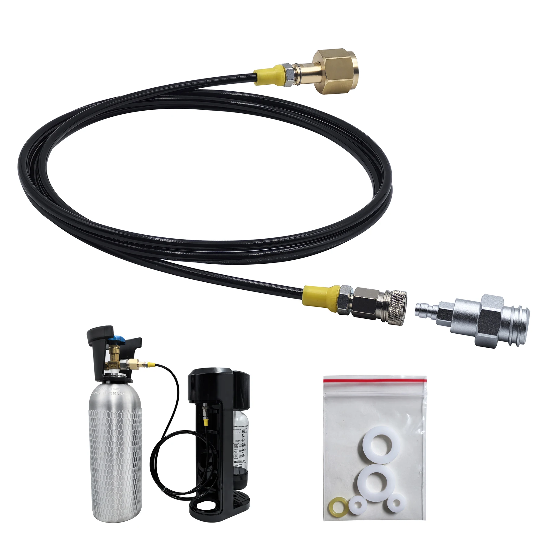 Kit adattatore di riempimento serbatoio CO2 esterno per macchina per acqua gassata Stazione di riempimento per produttore di soda con connettore a disconnessione rapida