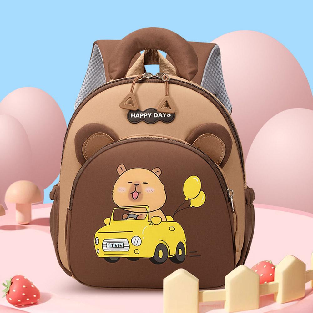 น่ารักการ์ตูน Capybara กระเป๋าเป้สะพายหลังหลายกระเป๋าขนาดใหญ่ความจุเด็กนักเรียนกระเป๋าเป้สะพายหลังกว้างสายรัดกระเป๋าเป้สะพายหลังน้ําหนักเบา