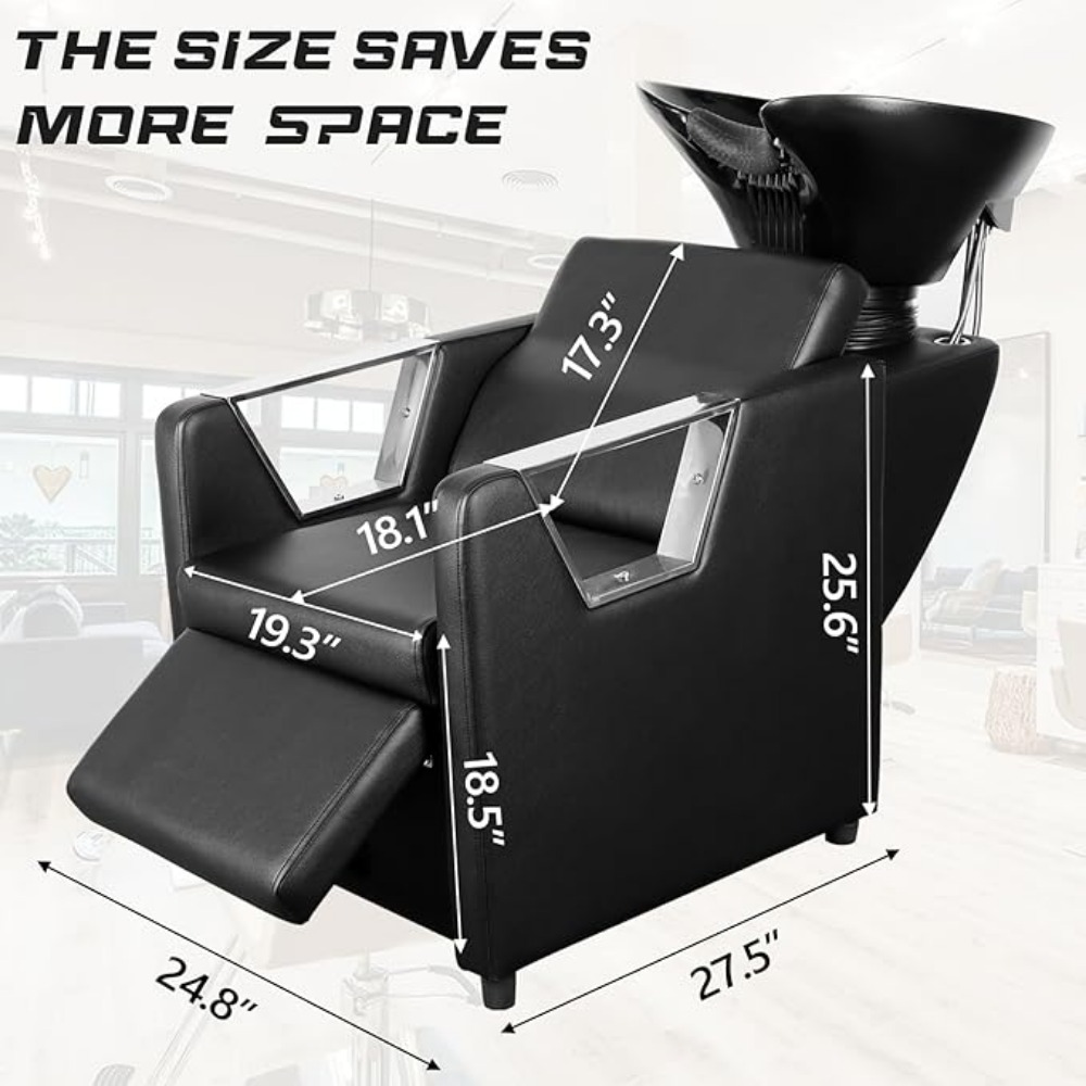 Backwash Chair Adjustable ABS Plastic Shampoo Bowl Sink with Leg Support for Spa Beauty Salon for Spa Beauty, Hair Stylist