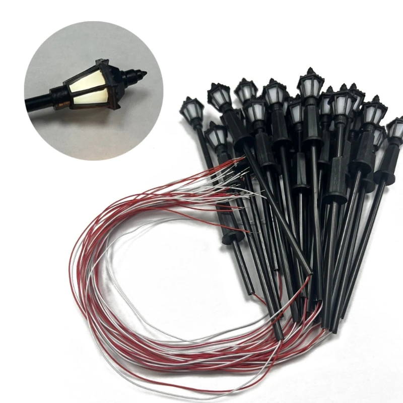 20 Chiếc Bố Trí Cột Đèn Đèn Mẫu Đường Sắt Xe Lửa Phong Cảnh Bàn Trò Chơi Chiến Tranh Mô Hình DIY Đèn 3V Đèn Thu Nhỏ