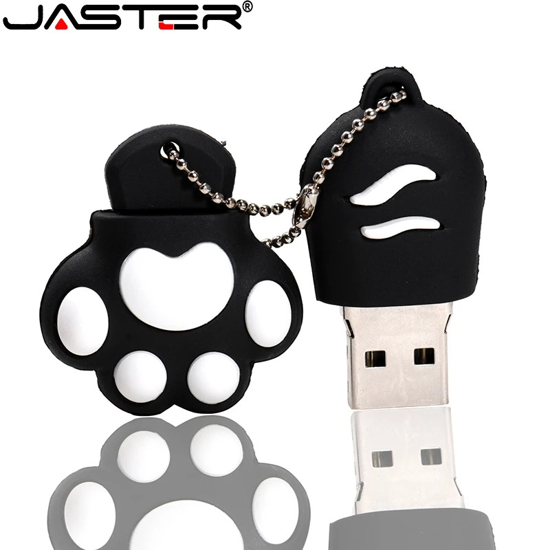 Jaster cartoon gato pata usb flash drive 64gb bonito pen drive 4gb 8gb 16gb 32gb vermelho pendrive usb2.0 chaveiro grátis memória vara