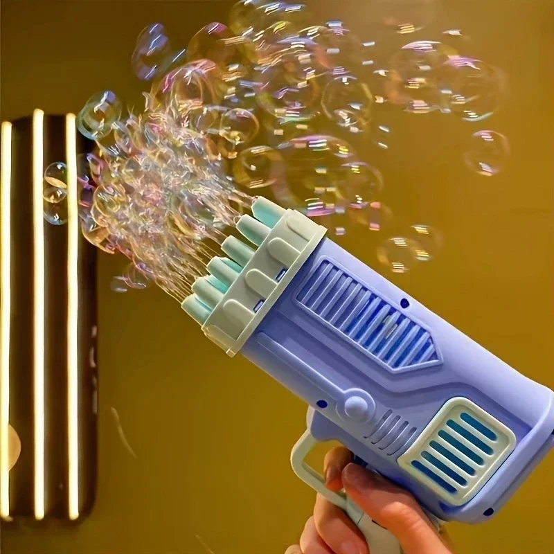 Pistola per bolle elettrica a 32 fori per bambini caldi, pistola per bolle elettrica, giocattoli per soffiare bolle genitore-figlio all'aperto senza bolle d'acqua a batteria